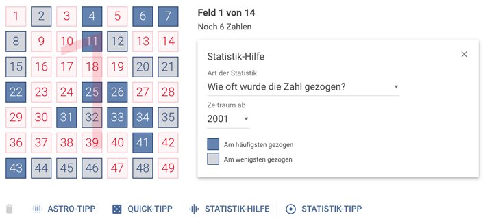 Beispiel Statistik-Hilfe bei LOTTO 6aus49