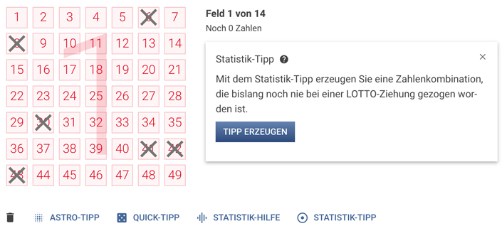 Beispiel Statistik-Tipp bei LOTTO 6aus49