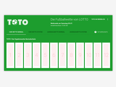 TOTO 13er Wette Tippschein